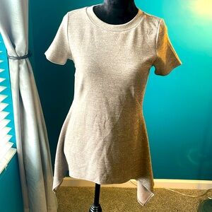 Donna Karen metallic gold short sleeve A line top 
Size XS